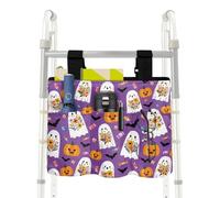 Uacyareni Cute Ghost and Pumpkin Rollator Bag Under Seat Large Capacity Rollator Walker Basket Replacement Basket for Walker for Elderly Walker Accessories
