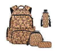 Uacyareni Oranges Capybara Backpack and Lunch Box Set for Girls 4-Piece with Pencil Case Water Bottle Sleeve Large School Backpack for Middle School Bookbag
