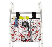 Uacyareni Valentine's Day Gnome Heart Walker Bag for Rollator Walker Replacement Halloween Baskets for Rolling Folding Polyester Wheelchair Accessories