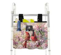 Uacyareni Walker Bag for Rollator Walker Foldable Walker Storage Bag with Big Capacity Accessories Bag for Walker Gifts for Seniors in Assisted Living Cardinal Bird Cherry Blossom