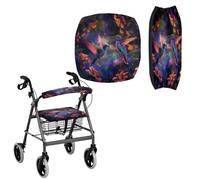 Uacyareni Walker Seat Cover Rollator Seat and Back Rest Covers 2 Packs Hummingbird Floral Dustproof Walker Covers for Seniors in Assisted Living, Machine Washable