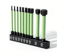 Uadme 10Pcs Allen Key Drill Bit Set H1.5-H12, 100mm Long Magnetic Hex Bit Set with 1/4 Inch Hex Shank S2, Impact Wrench Allen Key Screwdriver Set for Assembling Furniture