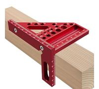 Uadme 3D Carpenters Square, 22.5-90° Aluminium Alloy Multi-Angle Speed Square Protractor with 11 Drill Holes, Precision Engineers Measuring Tool for Woodworking, Construction, Engineering (Red)