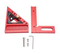 Uadme 3D Multi Angle Measuring Ruler 0-180 Degree Protractor Aluminum Alloy Anodized Drawing Line Ruler Carpenter Square (Red and Black)
