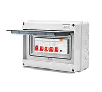 Uadme 4 Way Consumer Unit Circuit Breaker, 63A 30mA RCD 4MCB 2x6 20 32A, IP65 Anti-Leakage Fuse Box With Protective Plastic Shield for Garages, Workshops, Small Factories