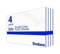 Uadme Blank Laser Engraving Materials, 12 x 8 inch White Panel Blue Core ABS Double Color Plastic Sheets 4Pcs, Customized Personalized Painting, Interior Signs, Badges, DIY Carving
