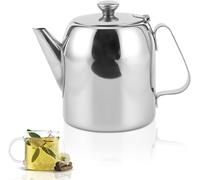 Uadme Cafe Premium Tea Pot 500ML Stainless Steel Teapot with Perfect Short Pour Spout Mirror Polished Kettle Teapot for Restaurants Conference Rooms Outdoor Cocktail Parties (Silver)