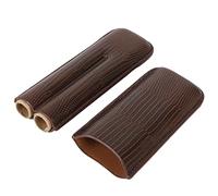 Uadme Cigar Case Holder, PU Leather Brown 2 Finger Cigar Carrying Travel Case, Portable Design for Travel and Anniversary Gifts, Cedar Lined, Compact Size