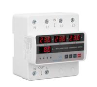 Uadme Digital 3 Phase Power Meter, 80A AC 220V Voltmeter Ammeter with Voltage Current Protection and LCD Display, Automatic Reset Din Rail Power Consumption Electric Meter