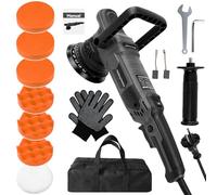 Uadme Eccentric Polishing Machine 15 mm, 1500 W 3600 rpm Car Polishing Machine with 6 Variable Speeds, Polisher with 6 Pieces 5 Inch Polishing Pads, Removable D-Handle and Side Handle, 4 m Cable