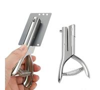 Uadme Heavy Duty Single Hole Punch 6mm, Long Reach Deep Throat Reduced Effort Hand Held Portable Paper Cardboard Punch, for ID PVC Cards, Metal & Paper, Gift Badge Maker