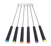 Uadme Hot Pot Fork, 6 PCS Stainless Steel Fork 9.1 Inch Color Coded Cheese Dessert Fruit with Heat Resistant Handle for Picnic Chocolate Fondue Roasted Marshmallow Meat