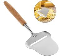 Uadme Portable Cheese Cutter, Wood Handle Cheese Spatula Manual Cheese Butter Slicer Stainless Steel Cheese Plane Slicer for Block Cheese Ham Slicer Cakes Pizzas Chocolate Melon Soft and Hard Cheese