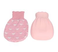 Uadme Silicone Hot Water Bottle, 550ml Explosion Proof Hot Water Bag with Knitted Cover for Home Office, Pink