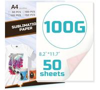 Uadme Sublimation Paper A4, 100gsm, 50 Sheets 210x297mm, Quick Drying and Smudge-Resistant, Compatible with EPSON, SAWGRASS, RICOH, Brother Sublimation Printers