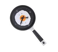 Uadme Wall Clock Fried Egg, Silent Battery Operated 3D Pan with Shape Pot Clock, Modern Design for Bedroom Living Room Kitchen, Black