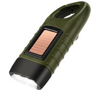 Uadme Wind Up Torch Rechargeable with Carabiner Hook, Solar Power and Hand Crank, Super Bright LED Portable Dynamo Flashlight, Outdoor Emergency Flashlight for Camping, Hiking, Outdoor, Survival Gear