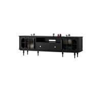 uadyie Tv Stand Cabinet 200cm Floor-standing Black Wood Console, Vintage Living Room Storage Furniture, Entertainment Hub Hotel-Adapted Tv Cabinets For Living Room
