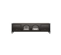 uadyie Tv Stand Cabinet 200cm Vintage Solid Wood Console, Rustic Black Entertainment Hub, Storage Furniture for Hotels & Guesthouses Tv Cabinets For Living Room