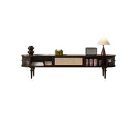 uadyie Tv Stand Cabinet 210cm Vintage Solid Wood Storage Cabinet, Black Modern Rattan Entertainment Center for Hotels & Vacation Rentals Tv Cabinets For Living Room