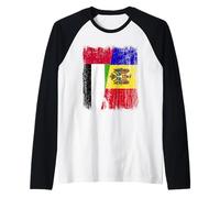 UAE Moldova Half Flag Emirati Moldovan Heritage Raglan Baseball Tee