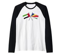 UAE Seychelles Crossed Flags Emirati Seychellois Roots Raglan Baseball Tee