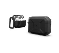 UAG Designed for AirPods Pro (2nd Gen 2022) Civilian Black, Premium Rugged Slim Water Resistant Full Protective Case Cover with Detachable Keychain Carabiner by URBAN ARMOR GEAR