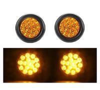 UAGFDFF Brake Light 16Led Round Tail Light 4" Trailer Rear Brake Indicator Stop Lamps 12V-24V LED Clearance Reverse Taillight for RV Bus 4inch(2pcs Yellow Light)