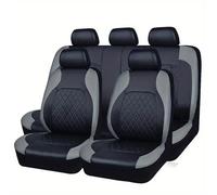 UAGFDFF Car Seat Cover Set High-end Pu Car Interior With 5Pcs Quilted Leather Thread Pressing Seat Covers Airbag Compatible Breathables Tools Auto Seat Protector(Gray)