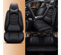 UAGFDFF Car Seat Cover Set Luxury Universal Leather Car Seat Covers Full Set For Leon MK2 For Yaris For Trafic 3 For W211 For Soul For A4 Auto Seat Protector(Black A)