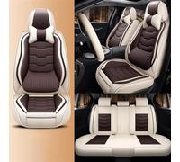 UAGFDFF Car Seat Cover Set Luxury Universal Leather Car Seat Covers Full Set For Leon MK2 For Yaris For Trafic 3 For W211 For Soul For A4 Auto Seat Protector(White coffee A)