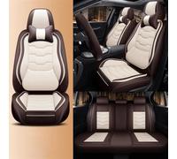 UAGFDFF Car Seat Cover Set Luxury Universal Leather Car Seat Covers Full Set For Leon MK2 For Yaris For Trafic 3 For W211 For Soul For A4 Auto Seat Protector(Coffee white A)