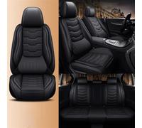 UAGFDFF Car Seat Cover Set Luxury Universal Leather Car Seat Covers Full Set For Leon MK2 For Yaris For Trafic 3 For W211 For Soul For A4 Auto Seat Protector(Black)