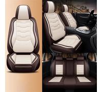 UAGFDFF Car Seat Cover Set Luxury Universal Leather Car Seat Covers Full Set For Leon MK2 For Yaris For Trafic 3 For W211 For Soul For A4 Auto Seat Protector(Coffee white)
