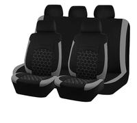 UAGFDFF Car Seat Cover Set Universal Polyester Hexagon Embroidery Racing Car Seat Covers Set Accessories Interior With Composite Sponge Zipper Auto Seat Protector(9pcs Gray)