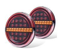UAGFDFF LED Third Brake Light 5.3" Amber Round LED Trailer Light With Brake Light DRL Amber Turn Signal For Car Truck Ships Buses Vans Auto Rear Brake Lamp
