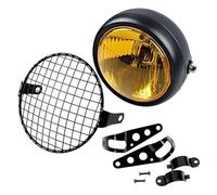 UAGFDFF Retro Vintage Motorcycle Universal Side Mount 35W 6.5 Inch Amber Headlight For Cafe For Racer With Grille + Bracket Kit Motorcycle Spot Lights