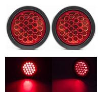 UAGFDFF Tail lights assembly 1x/2x 12V 24V 24 Round LED Rear Taillight Brake Stop Side Marker Warning Indicator Red Yellow White Truck Trailer LED Lamp Rear Tail Stop(2pcs Red)