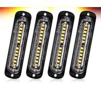 UAGFDFF Turn Signal Lights 4x 12LED Strobe Warning Grille Grill Hazard Flash Light Bar Car Truck PIckup SUV Beacon Lamp Amber Yellow Orange Traffic 12V 24V Dynamic Turn Signal