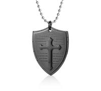 UAIAGM Armor of God Necklace Religious for Men Christian Pendant Scripture Empire The Gods Jewelry Shield Faith Purity Holy Cross Knights Templar Son Dog Tag Stainless Steel Pendant Necklace