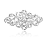 UAIAGM Broach for Wedding 4 Inch Bridal Flower Ribbon Brooch Clear Austrian Crystal Rhinestone Pin Large Diamond Dresses Elegant Brooches for Women Vestidos Elegantes Aplicaciones, 2.1 inches in width