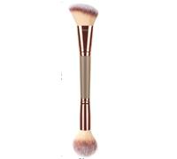 UAIAGM Dual-ended Makeup Brushes for Contouring Blending and Bronzing Angled Foundation Brush and Concealer Brush Premium Luxe Hair for Flawless Application of Liquid Cream and Powder Makeup(Brown)
