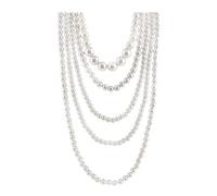 UAIAGM Pearl Necklace for Women Multi Long Strand Layered Pearl Necklaces Chunky Large White Faux Pearls Costume Jewelry Vintage Multistrand Necklace Stacked Strands for Women Flapper 1920s Style,