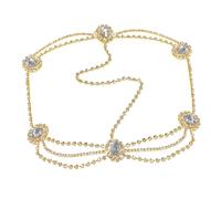 UAIAGM Women Dainty Bohemian Rhinestone Headpiece for Bridal Gold Hair Jewelry Style Jeweled Head Chain Indian Hindu Diamond Accessories Elegant Necklace Hair Chains
