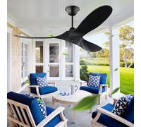 Uaikiea 60 inch/152cm Black Ceiling Fan without Light, Large Outdoor Ceiling Fans no Light 3 Blades Propeller Ceiling Fan 6 Speed Reversible Noiseless DC Motor for Indoor Bedroom Farmhouse Patios