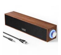 Uakinat Computer Speakers,Wooden Multimedia Digital Speaker,USB Powered 3.5mm AUX PC Speakers,Surround Sound Portable Computer Sound Bar Speaker for Desktop Laptop (Brown)
