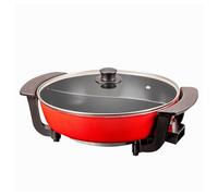 ual-Zone Electric Hot Pot with 1360W Power and 30cm Diameter, Five-Level Adjustable Thermostat and Non-Stick Coating, 39cm Overall Length for Family Meals