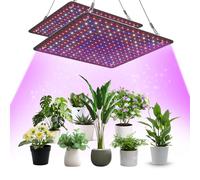 Uallhome 2 Pack LED Grow Light Panel 200W Lamp for Indoor Plants, Full Spectrum with White Blue Red UV IR LEDs for 4x4ft Coverage Grow Tent Greenhouse Veg and Bloom Seedlings Hydroponics