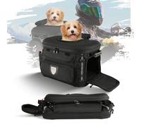 UALLIN Motorcycle Dog Cat Carrier, Portable Pet Carrier Weather-Proof Pet Crate Travel Luggage Bags for Harley Road Street Glide CVO Road King Touring Trike Can Am w/Luggage Rack 20lb Pet (Black)