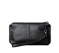 UALXPAO Coin Purse Leather Leisure Man with Long Purse, Soft, Hand Zipper, Money Chuck Layer, Cowhide Credit Card Bag, Cell Phone(Black (Trumpet))